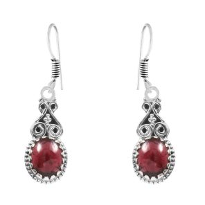 Garnet 1.5" 925 Sterling Silver Earring (REXT28-124)