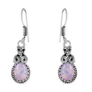 Rainbow Moonstone 1.5" 925 Sterling Silver Earring (REXT28-125)
