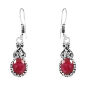 Ruby 1.5" 925 Sterling Silver Earring (REXT28-126)