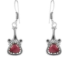 Garnet 1.25" 925 Sterling Silver Earring (REXT28-70)