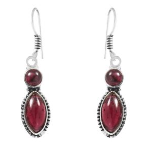 Garnet 1.5" 925 Sterling Silver Earring (REXT28-63)