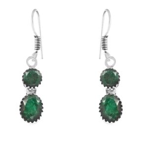 Emerald 1.5" 925 Sterling Silver Earring (REXT28-87)
