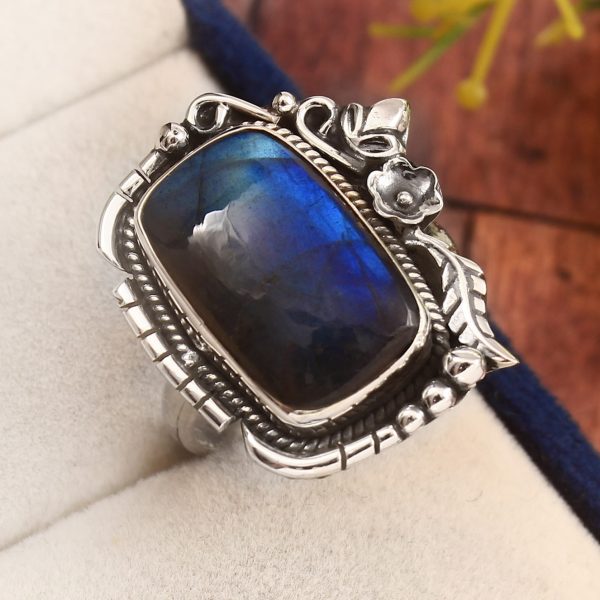 labradorite Southwest Style Size US 10 925 Silver Ring (RS3-154)
