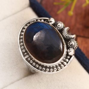 labradorite Southwest Style Size US 8 925 Silver Ring (RS3-146)