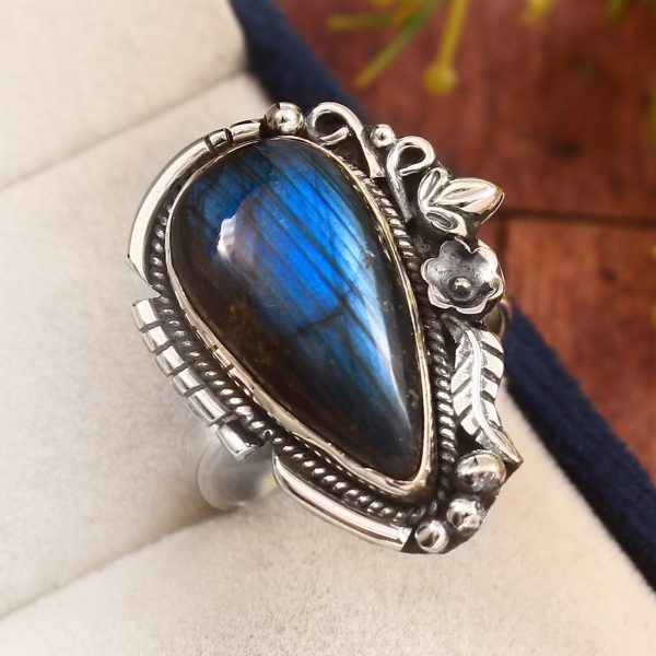 labradorite Southwest Style Size US 10 925 Silver Ring (RS3-155)