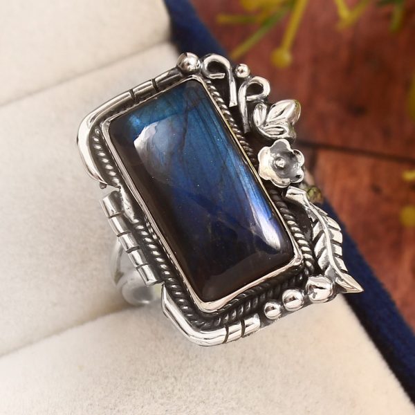 labradorite Southwest Style Size US 10 925 Silver Ring (RS3-156)