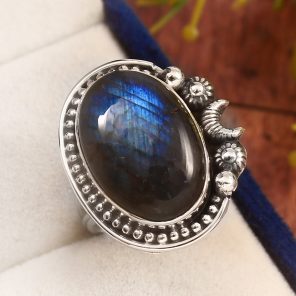 labradorite Southwest Style Size US 8 925 Silver Ring (RS3-150)