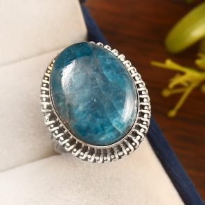 Apatite Size US 11 925 Sterling Silver Ring (REXT36-64)