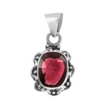 Garnet Rose Cut 1â€³ 925 Sterling Silver Pendant (REXT42-109)