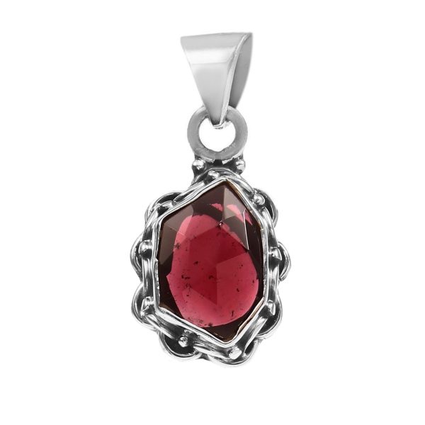 Garnet Rose Cut 1â€³ 925 Sterling Silver Pendant (REXT42-110)
