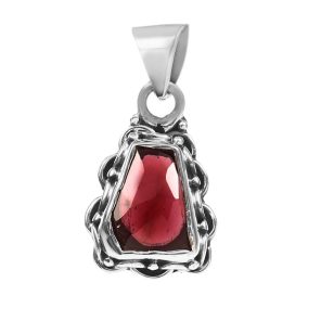 Garnet Rose Cut 1â€³ 925 Sterling Silver Pendant (REXT42-112)