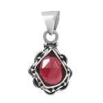 Garnet Rose Cut 1″ 925 Sterling Silver Pendant (REXT42-113)