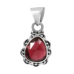 Garnet Rose Cut 1â€³ 925 Sterling Silver Pendant (REXT42-116)
