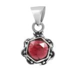 Garnet Rose Cut 1â€³ 925 Sterling Silver Pendant (REXT42-122)