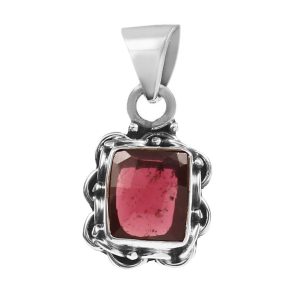 Garnet Rose Cut 1â€³ 925 Sterling Silver Pendant (REXT42-126)