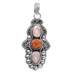 Moonstone & Sunstone 2" 925 Sterling Silver Pendant (REXT42-102)