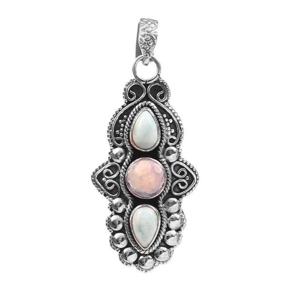 Larimar & Opal 2" 925 Sterling Silver Pendant (REXT42-99)