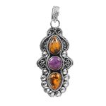 Charoite & Bumble Bee Jasper 2" 925 Sterling Silver Pendant (REXT42-107)