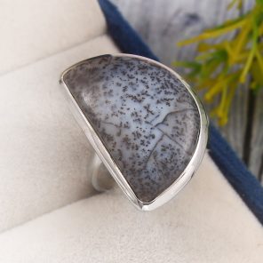 Dendratic Opal Size US 9 925 Sterling Silver Ring (REXT67-17)