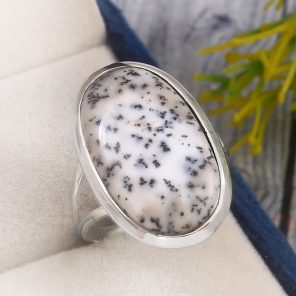 Dendratic Opal Size US 9 925 Sterling Silver Ring (REXT67-19)