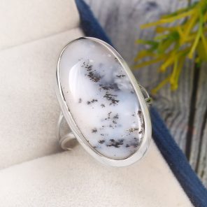 Dendratic Opal Size US 8 925 Sterling Silver Ring (REXT67-13)
