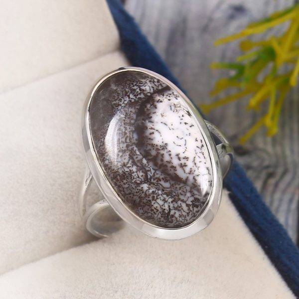 Dendratic Opal Size US 9 925 Sterling Silver Ring (REXT67-20)