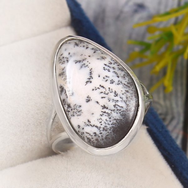 Dendratic Opal Size US 9 925 Sterling Silver Ring (REXT67-21)