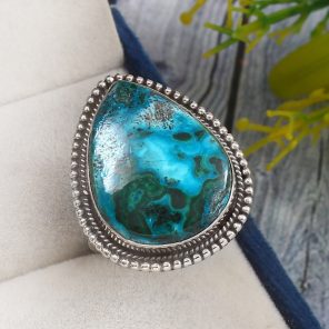Malachite Azurit Size US 11 925 Sterling Silver Ring (REXT21-38)