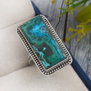 Malachite Azurit Size US 11 925 Sterling Silver Ring (REXT21-39)