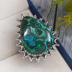 Malachite Azurit Size US 6 925 Sterling Silver Ring (REXT21-23)