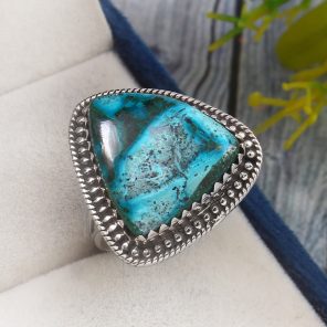 Malachite Azurit Size US 9 925 Sterling Silver Ring (REXT21-33)