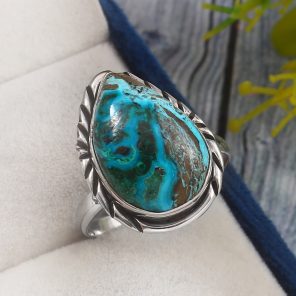 Malachite Azurit Size US 11 925 Sterling Silver Ring (REXT21-46)