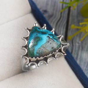 Malachite Azurit Size US 12 925 Sterling Silver Ring (REXT21-42)