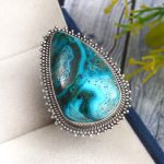 Malachite Azurit Size US 8 925 Sterling Silver Ring (REXT21-32)