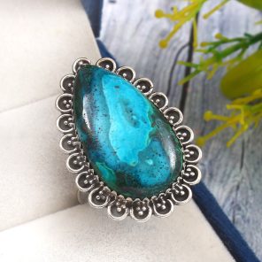 Malachite Azurit Size US 11 925 Sterling Silver Ring (REXT21-41)