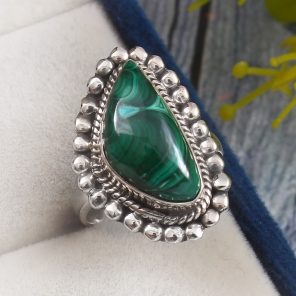 Malachite Azurit Size US 6 925 Sterling Silver Ring (REXT21-26)