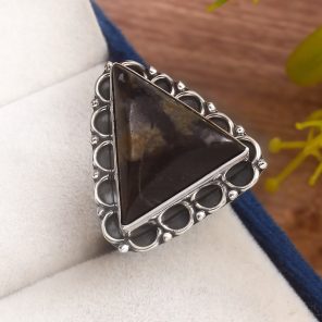 Picasso Jasper Size US 10 925 Sterling Silver Ring (REXT40-114)