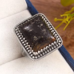 Picasso Jasper Size US 9 925 Sterling Silver Ring (REXT40-112)