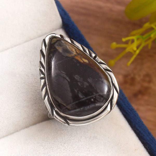Picasso Jasper Size US 9 925 Sterling Silver Ring (REXT40-120)