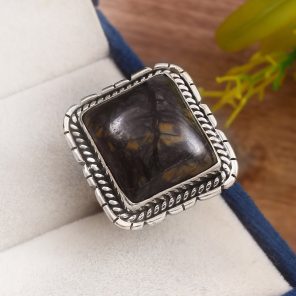 Picasso Jasper Size US 9 925 Sterling Silver Ring (REXT40-121)