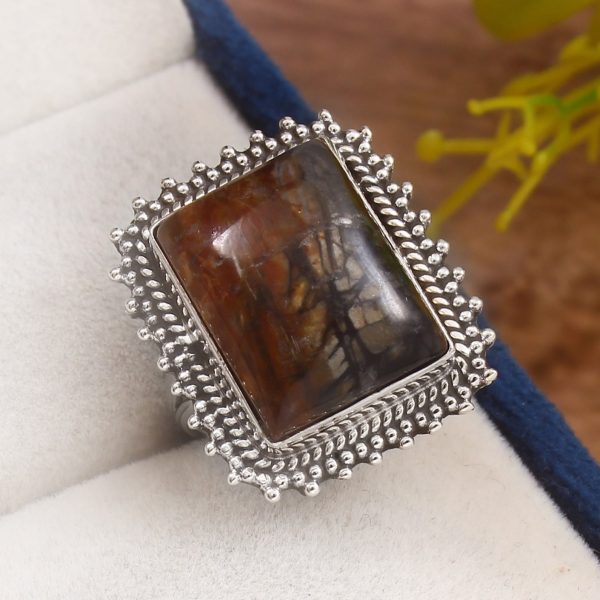 Picasso Jasper Size US 5 925 Sterling Silver Ring (REXT40-104)