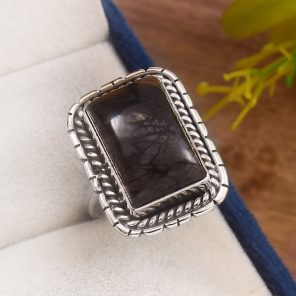 Picasso Jasper Size US 8 925 Sterling Silver Ring (REXT40-123)