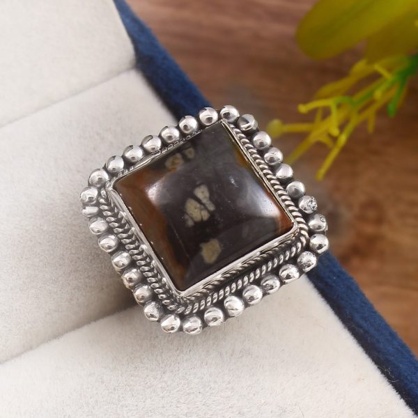 Picasso Jasper Size US 5 925 Sterling Silver Ring (REXT40-105)