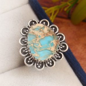 Sea Sediment Jasper Size US 5 925 Sterling Silver Ring (REXT52-45)
