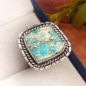 Sea Sediment Jasper Size US 8 925 Sterling Silver Ring (REXT52-105)