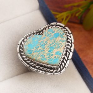 Sea Sediment Jasper Size US 8 925 Sterling Silver Ring (REXT52-103)