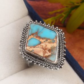 Sea Sediment Jasper Size US 6 925 Sterling Silver Ring (REXT52-61)