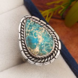 Sea Sediment Jasper Size US 5 925 Sterling Silver Ring (REXT52-96)