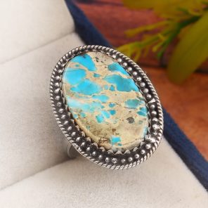 Sea Sediment Jasper Size US 7 925 Sterling Silver Ring (REXT52-64)