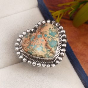 Sea Sediment Jasper Size US 6 925 Sterling Silver Ring (REXT52-58)
